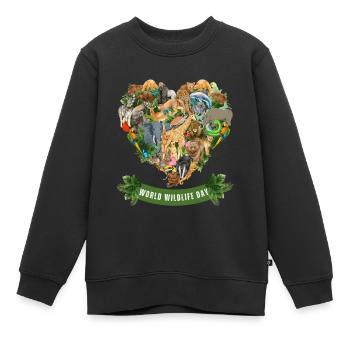 World Wildlife Day - Wildlife Lovers - Kinder Premium Organic Sweatshirt - Schwarz - Vorne - AI Model Kid Female (0cm)