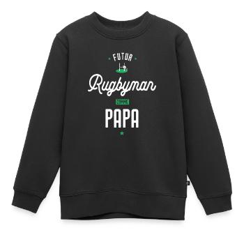 Künftiger Rugbyspieler wie Papa. Rugbyspieler - Kinder Premium Organic Sweatshirt - Schwarz - Vorne - AI Model Kid Female (0cm)
