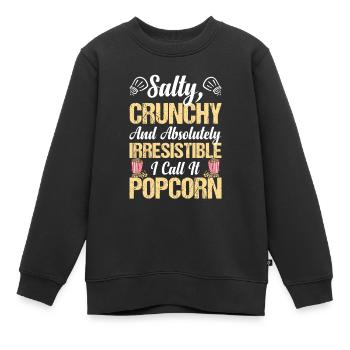 Maïs soufflé salé et croquant Maïs soufflé au beurre Maïs soufflé Maïs soufflé - Sweat Premium enfant bio - noir - Devant - AI Model Kid Female (0cm)