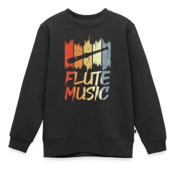 Vintage Flöte Musik - Kinder Premium Organic Sweatshirt - Schwarz - Vorne - AI Model Kid Female (0cm)
