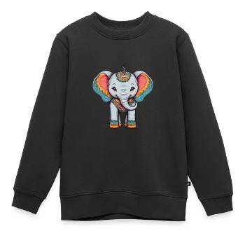 Éléphant Coloré Mignon Éléphant Bébé Mandala Hindi - Sweat Premium enfant bio - noir - Devant - AI Model Kid Female (0cm)
