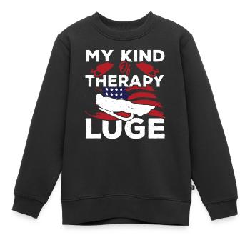 Mon type de thérapie : la luge - Sweat Premium enfant bio - noir - Devant - AI Model Kid Female (0cm)