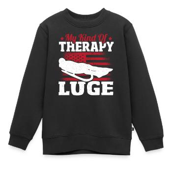 Mon type de thérapie : la luge - Sweat Premium enfant bio - noir - Devant - AI Model Kid Female (0cm)