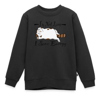 Je ne suis pas paresseux J’économise de l’énergie Chat Chat Bébé - Sweat Premium enfant bio - noir - Devant - AI Model Kid Female (0cm)