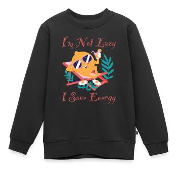 Je Ne Suis Pas Paresseux J’économise de l’énergie Citron Paresseux Drôle - Sweat Premium enfant bio - noir - Devant - AI Model Kid Female (0cm)