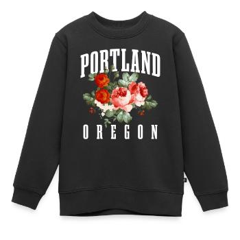 Portland, Oregon, États-Unis - Sweat Premium enfant bio - noir - Devant - AI Model Kid Female (0cm)