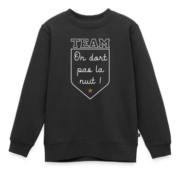 Team we don't sleep at night for a baby who doesn't sleep - Kids Premium Organic Sweatshirt - black - Front - AI Model Kid Female (0cm)