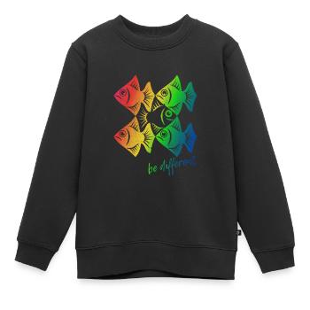 Be different - Pisces - swimming against the tide - Kids Premium Organic Sweatshirt - black - Front - AI Model Kid Female (0cm)