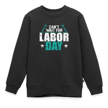 J’ai hâte à la fête du Travail - Sweat Premium enfant bio - noir - Devant - AI Model Kid Female (0cm)