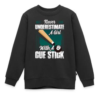 A Girl With A Cue Stick Billard Pool Billiard Play - Kinder Premium Organic Sweatshirt - Schwarz - Vorne - AI Model Kid Female (0cm)