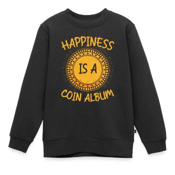 Album of Happiness: A Coin Collector's Delight - Kinder Premium Organic Sweatshirt - Schwarz - Vorne - AI Model Kid Female (0cm)