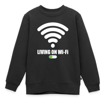 Vivre sur Wi-Fi Wifi Wifi Dire Signal Internet - Sweat Premium enfant bio - noir - Devant - AI Model Kid Female (0cm)