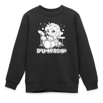Batterie Batteur Batteur Licorne - Sweat Premium enfant bio - noir - Devant - AI Model Kid Female (0cm)