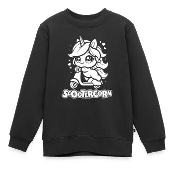 Motorroller Einhorn Scootercorn - Kinder Premium Organic Sweatshirt - Schwarz - Vorne - AI Model Kid Female (0cm)