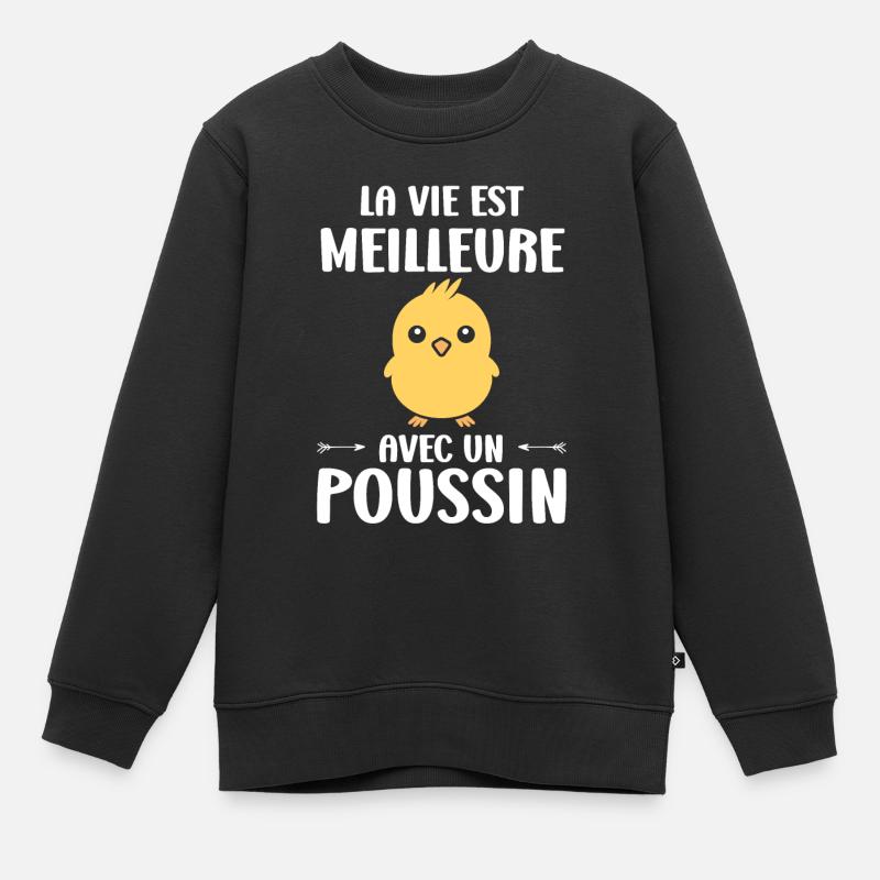 Humour bébé poussin - Sweat Premium enfant bio - noir