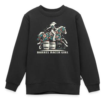 Fassrennen Westernreiten Barrel Racing - Kinder Premium Organic Sweatshirt - Schwarz - Vorne - AI Model Kid Female (0cm)