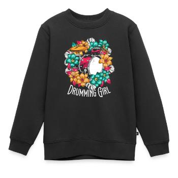 Batterie Batteur Batteur Batteur Fille - Sweat Premium enfant bio - noir - Devant - AI Model Kid Female (0cm)