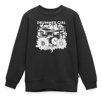 Batterie Batteur Batteur Batteur Fille - Sweat Premium enfant bio - noir - Devant - AI Model Kid Female (0cm)