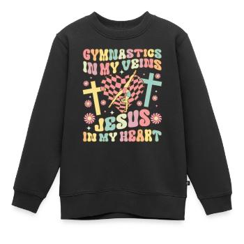 Groovy Cartwheel - Kinder Premium Organic Sweatshirt - Schwarz - Vorne - AI Model Kid Female (0cm)