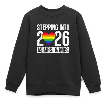 Gay Pride 2026 Hochzeit Homo-Ehe - Kinder Premium Organic Sweatshirt - Schwarz - Vorne - AI Model Kid Female (0cm)
