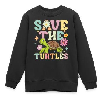 Groovy Meeresschildkröte - Kinder Premium Organic Sweatshirt - Schwarz - Vorne - AI Model Kid Female (0cm)