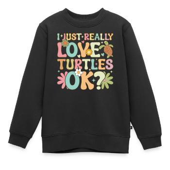 Groovy Meeresschildkröte - Kinder Premium Organic Sweatshirt - Schwarz - Vorne - AI Model Kid Female (0cm)