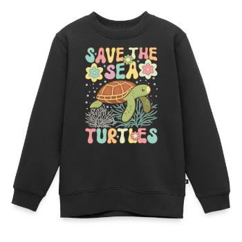 Groovy Schildkrötenliebhaber - Kinder Premium Organic Sweatshirt - Schwarz - Vorne - AI Model Kid Female (0cm)