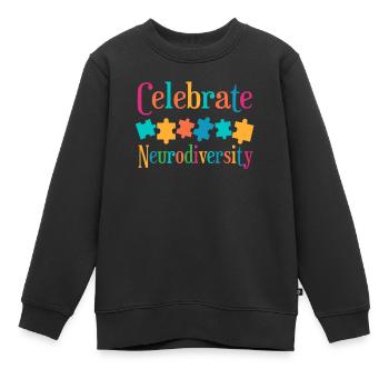 Feiern Sie Die Neurodiversität - Kinder Premium Organic Sweatshirt - Schwarz - Vorne - AI Model Kid Female (0cm)