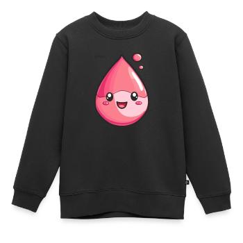 Liquide rouge drôle Happy Drop - Sweat Premium enfant bio - noir - Devant - AI Model Kid Female (0cm)