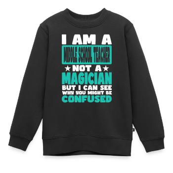 Professeur de collège - Sweat Premium enfant bio - noir - Devant - AI Model Kid Female (0cm)