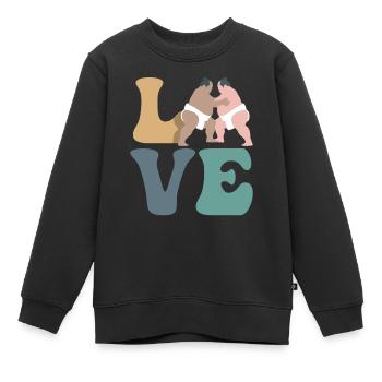 LOVE Sumo Wrestling Lutteur de sumo japonais - Sweat Premium enfant bio - noir - Devant - AI Model Kid Female (0cm)