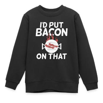 Funny Bacon Gifts - Kids Premium Organic Sweatshirt - black - Front - AI Model Kid Female (0cm)