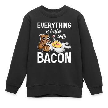 Funny Bacon Gifts - Kids Premium Organic Sweatshirt - black - Front - AI Model Kid Female (0cm)