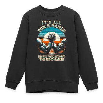 Bras de fer Bras de fer - Sweat Premium enfant bio - noir - Devant - AI Model Kid Female (0cm)