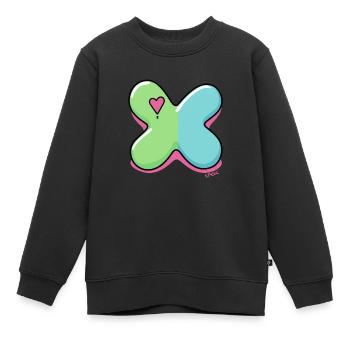 Markiere ein X, wenn du Herzen liebst - Kinder Premium Organic Sweatshirt - Schwarz - Vorne - AI Model Kid Female (0cm)