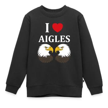 Citation humour Oiseau aigle - Sweat Premium enfant bio - noir - Devant - AI Model Kid Female (0cm)