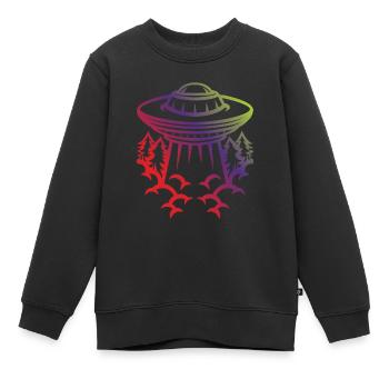 Soucoupe volante rétro - Sweat Premium enfant bio - noir - Devant - AI Model Kid Female (0cm)