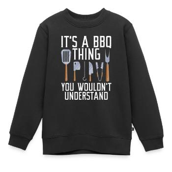 Grillades Barbecue Grillades - Sweat Premium enfant bio - noir - Devant - AI Model Kid Female (0cm)