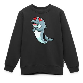 Émoticône de dauphin - Sweat Premium enfant bio - noir - Devant - AI Model Kid Female (0cm)