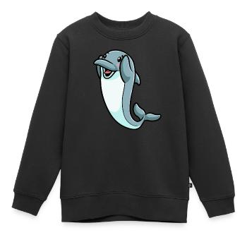 Émoticône de dauphin - Sweat Premium enfant bio - noir - Devant - AI Model Kid Female (0cm)