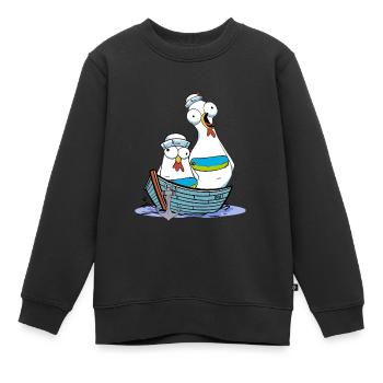 Huhn Matrose Seemann maritim Anker Ahoi Reise - Kinder Premium Organic Sweatshirt - Schwarz - Vorne - AI Model Kid Female (0cm)