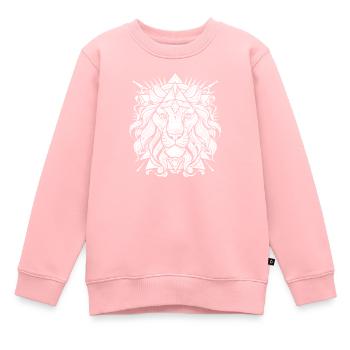 Lion - Sweat Premium enfant bio - rose - Devant - AI Model Kid Female (0cm)