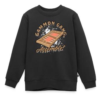 Backgammon Gammon Gang Assemble! - Kids Premium Organic Sweatshirt - black - Front - AI Model Kid Female (0cm)