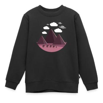 Soucoupe volante Pyramides d’Égypte - Sweat Premium enfant bio - noir - Devant - AI Model Kid Female (0cm)