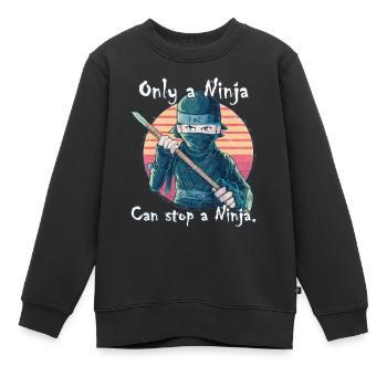 Nur ein Ninja kann einen Ninja aufhalten - Kinder Premium Organic Sweatshirt - Schwarz - Vorne - AI Model Kid Female (0cm)