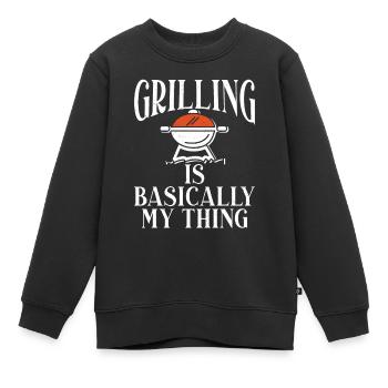Grillades Barbecue Grillades - Sweat Premium enfant bio - noir - Devant - AI Model Kid Female (0cm)