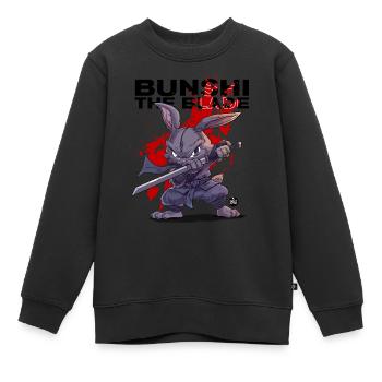 Bunshi La Lame - Sweat Premium enfant bio - noir - Devant - AI Model Kid Female (0cm)