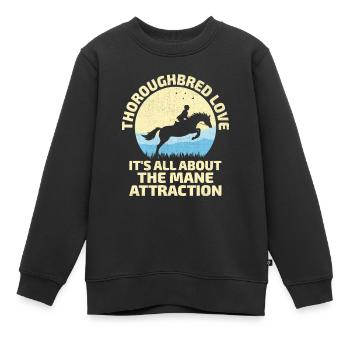 Vollblut Pferderennen Reiten Reiterpferde - Kinder Premium Organic Sweatshirt - Schwarz - Vorne - AI Model Kid Female (0cm)