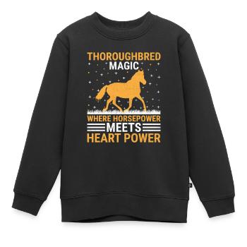 Courses de chevaux pur-sang Équitation Chevaux équestres - Sweat Premium enfant bio - noir - Devant - AI Model Kid Female (0cm)