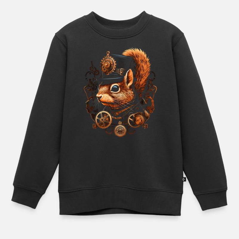 Écureuil Steampunk - Sweat Premium enfant bio - noir